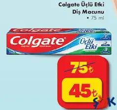 COLGATE ÜÇLÜ ETKİ DİŞ MACUNU 75 ML COLGATE ÜÇLÜ ETKİ DİŞ MACUNU 75 ML